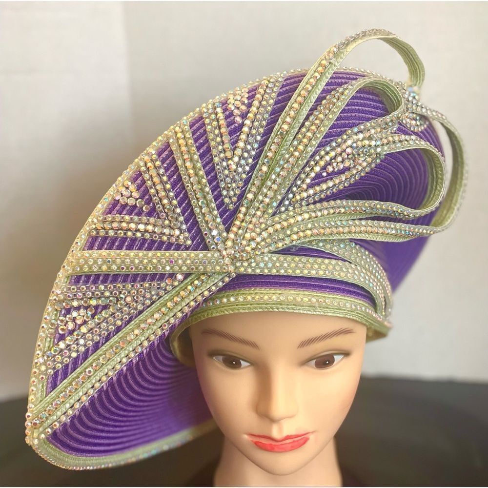 Vintage George Zamau’l Couture Hat Elegant Purple and Gold Women's Hat